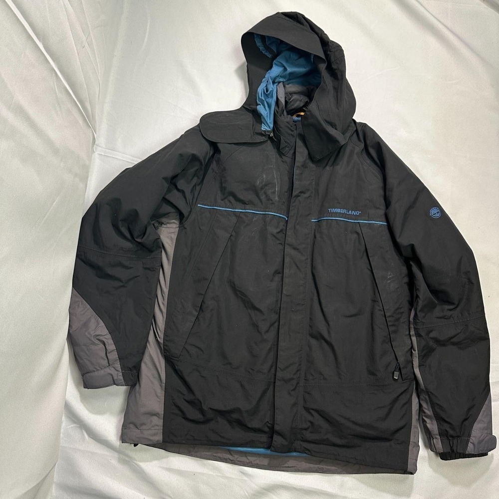 Timberland Weathergear Hooded Jacket Men's XL Black Blue Gorpcore Streetwear